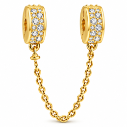 Charm séparateur espaceur double strass doré chaine pour bracelet