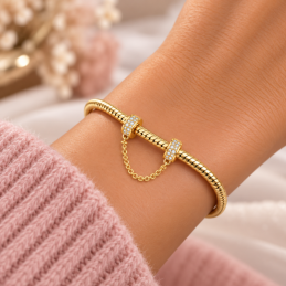Charm séparateur espaceur double strass doré chaine pour bracelet