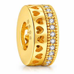 Charm séparateur espaceur couronne de strass coeur doré pour bracelet