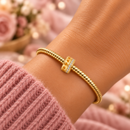 Charm séparateur espaceur couronne de strass coeur doré pour bracelet
