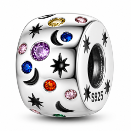 Charm séparateur espaceur étoile lune pierre multicolore pour bracelet
