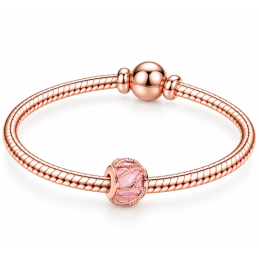 Charm séparateur espaceur spirale pierre rose pour bracelet