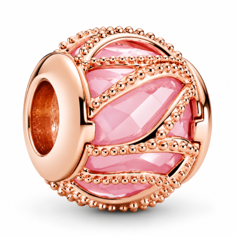 Charm séparateur espaceur spirale pierre rose pour bracelet