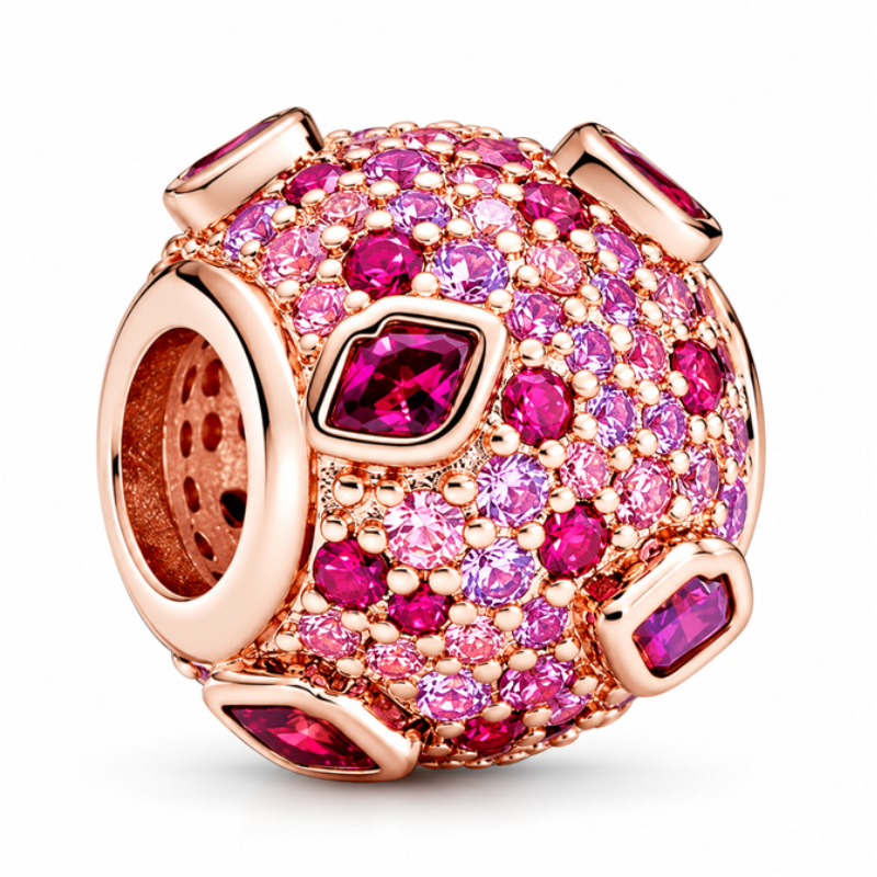 Charm séparateur espaceur pierre violette strass rose pour bracelet