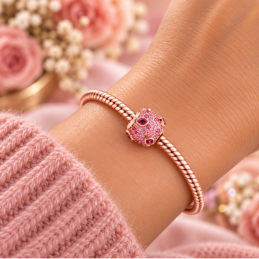 Charm séparateur espaceur pierre violette strass rose pour bracelet