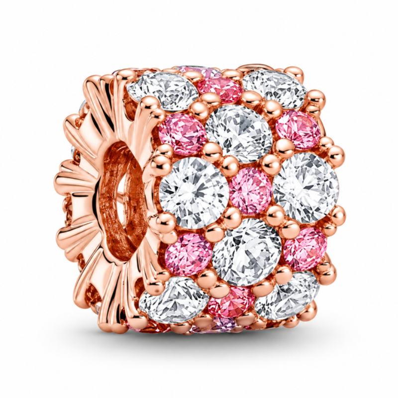Charm séparateur espaceur pierre rose blanc pour bracelet