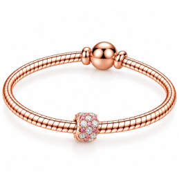 Charm séparateur espaceur pierre rose blanc pour bracelet