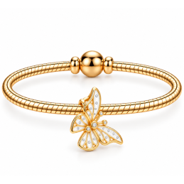 Charm séparateur espaceur papillon aile strass bridgerton doré pour bracelet
