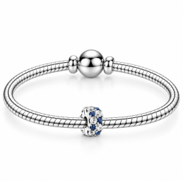 Charm pierre bleu blanc strass pour bracelet séparateur