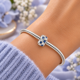 Charm pierre bleu blanc strass pour bracelet séparateur