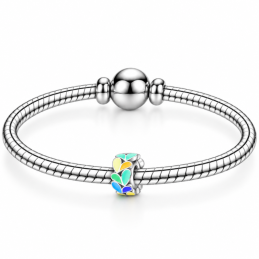 Charm séparateur espaceur phosphorescent fleur rose jaune pour bracelet