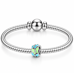 Charm séparateur espaceur phosphorescent papillon rose bleu pour bracelet