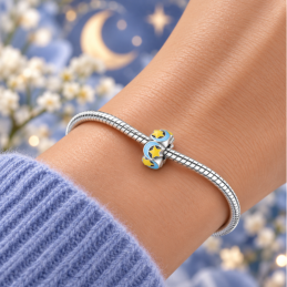 Charm séparateur espaceur phosphorescent lune bleue étoile pour bracelet