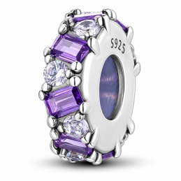 Charm séparateur bloqueur pierre violette blanche pour bracelet
