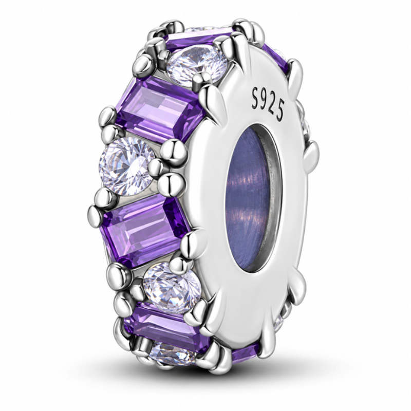 Charm séparateur bloqueur pierre violette blanche pour bracelet