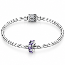 Charm séparateur bloqueur pierre violette blanche pour bracelet