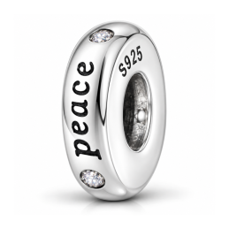Charm séparateur bloqueur peace paix strass blanc pour bracelet