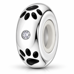 Charm séparateur bloqueur patte chien strass blanc pour bracelet