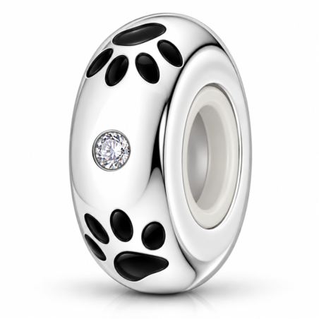 Charm séparateur bloqueur patte chien strass blanc pour bracelet