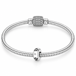 Charm séparateur bloqueur patte chien strass blanc pour bracelet