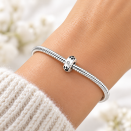 Charm séparateur bloqueur patte chien strass blanc pour bracelet