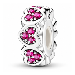 Charm séparateur bloqueur grand coeur strass rose pour bracelet