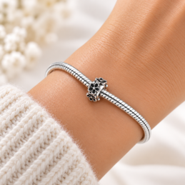 Charm séparateur bloqueur fleur noire pour bracelet