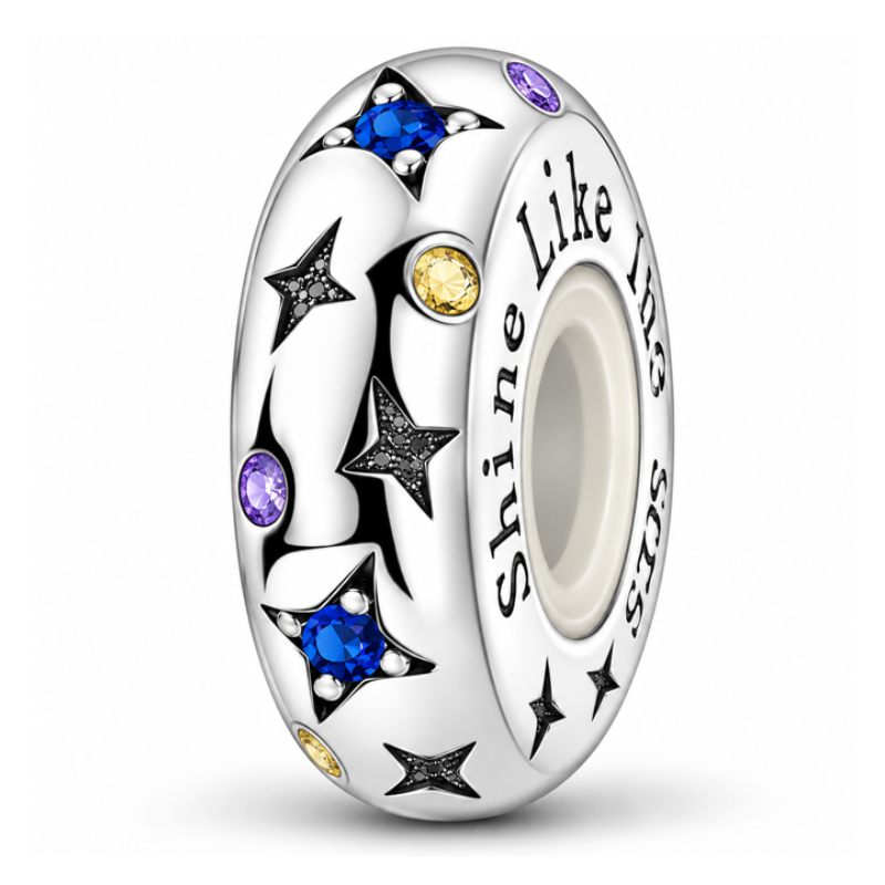 Charm séparateur bloqueur étoile strass bleu rose jaune pour bracelet