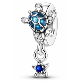 Charm séparateur bloqueur tortue étoile de mer strass bleu pour bracelet