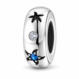 Charm séparateur bloqueur étoile de mer strass bleu pour bracelet