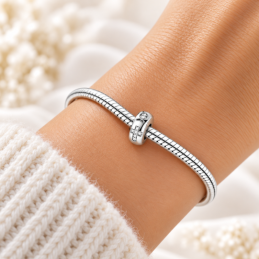 Charm séparateur bloqueur croix poisson strass blanc pour bracelet