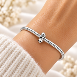 Charm séparateur bloqueur tête de mort coeur noir pour bracelet
