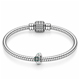 Charm séparateur bloqueur trèfle strass vert pour bracelet