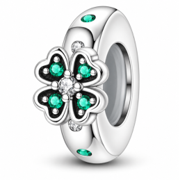 Charm séparateur bloqueur trèfle strass vert pour bracelet