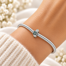 Charm séparateur bloqueur trèfle strass vert pour bracelet