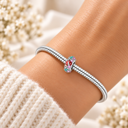 Charm séparateur bloqueur coccinelle coeur strass multicolore pour bracelet