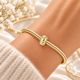 Charm séparateur bloqueur spirale strass blanc doré pour bracelet
