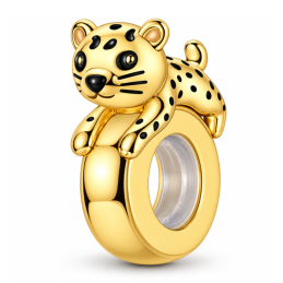 Charm séparateur bloqueur leopard allongé doré pour bracelet
