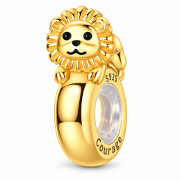 Charm séparateur bloqueur lion allongé doré pour bracelet