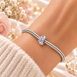 Charm séparateur bloqueur papillon coeur multicolore pour bracelet