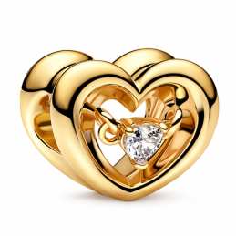 Charm double coeur strass doré pour bracelet