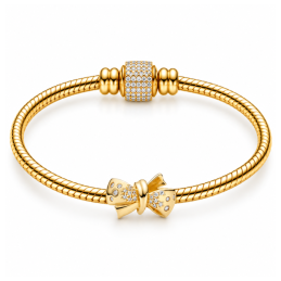 Charm noeud strass blanc doré pour bracelet