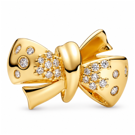 Charm noeud strass blanc doré pour bracelet