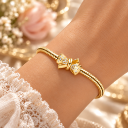 Charm noeud strass blanc doré pour bracelet